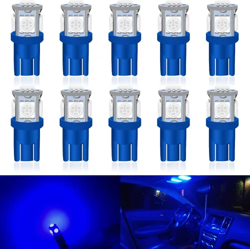 Miniatura 13 de Paquete de 25 bombillas LED 194, bombillas LED T10 súper brillantes, bombillas 2825 5050 Chipset 5-SMD, W5W 168 bombillas LED de repuesto para Rojo