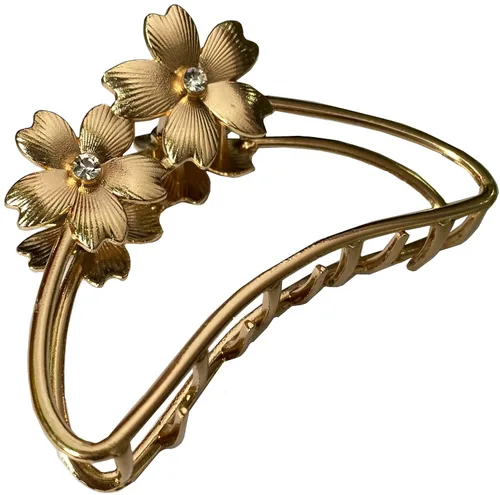 Miniatura 5 de TANG SONG 4 pinzas de metal con forma de flores dobles para el cabello, pasador de mandíbula para mujeres, horquillas de medio moño para cabello