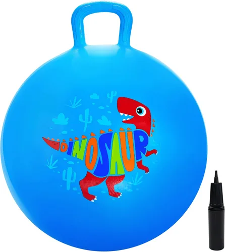 Miniatura 17 de Pelota Hopper, pelota saltarina con asas, juguetes Hoppity Hop de 20 pulgadas, juguetes para sentarse y rebotar para niños y niñas Sonrisa azul