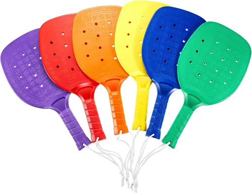 Miniatura 7 de Seenelling Plastic Paddleball Racket PE Equipment for Elementary School with Lanyard Classes Equipment, 15.2 x 7.5 Inches