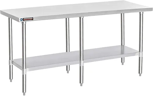 Miniatura 12 de DuraSteel Carrito de acero inoxidable NSF de 30 x 72 pulgadas, mesa de preparación de alimentos resistente con estante inferior, isla de cocina