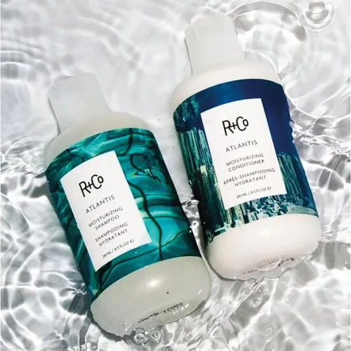 Miniatura 6 de R+Co Atlantis B5 Champú + acondicionador de viaje Hidratación profunda y reparación para cabello seco Vegano + libre de crueldad 2 onzas