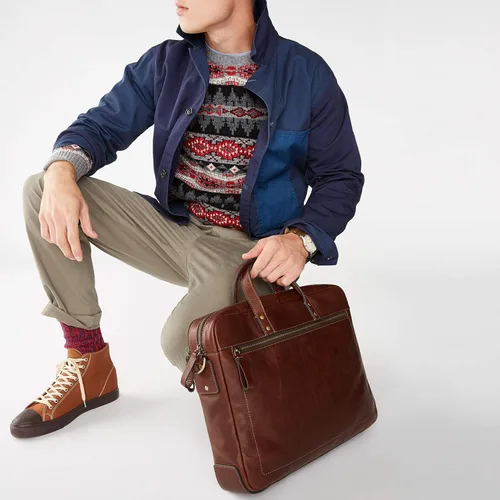 Miniatura 8 de Fossil Haskell - Maletín de cuero o tela para hombre Coñac
