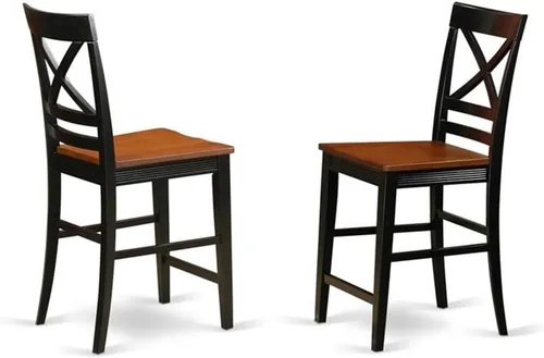 Miniatura 4 de East West Furniture JAQU3-BLK-W - Juego de mesa de comedor de 3 piezas de altura para mostrador de cocina contiene una mesa redonda de madera