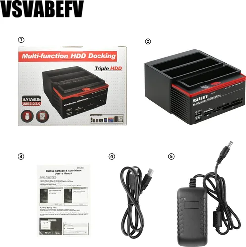 Miniatura 7 de IDE - Estación de acoplamiento para disco duro, lector de muelle de disco duro, caja de disco duro externo de 2.5 y 3.5 pulgadas, lector de tarjetas