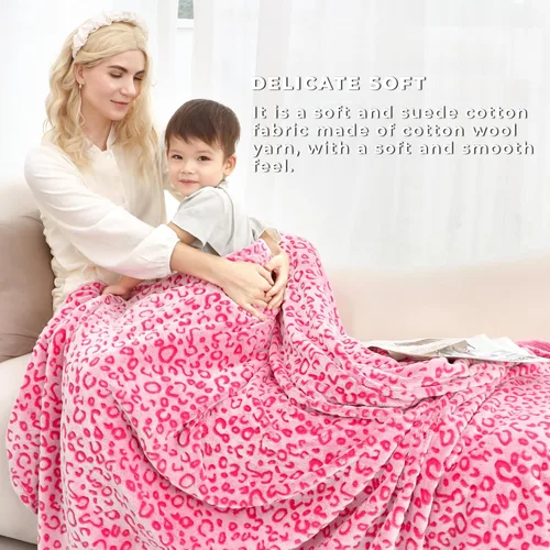 Miniatura 6 de Manta rosa para mujer – Manta de forro polar suave y mullida con estampado de leopardo, manta de sofá cama con estampado de guepardo, regalos