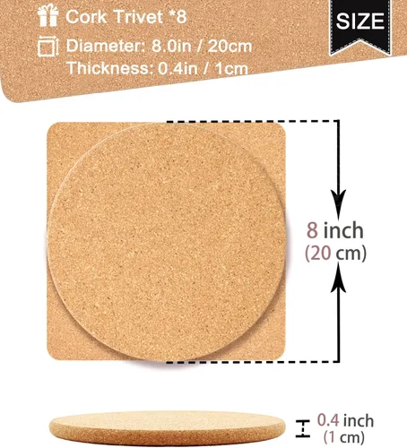 Miniatura 3 de Salvamanteles de corcho, salvamanteles de corcho grueso de partículas finas de alta densidad para platos calientes, posavasos resistente al calor