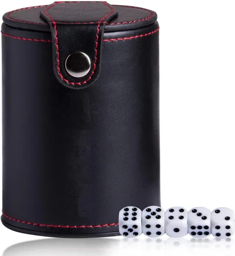 Taza de dados de piel sintética, herramienta de almacenamiento de dados con forro de fieltro de moda, agitador de dados silencioso para disfrutar
