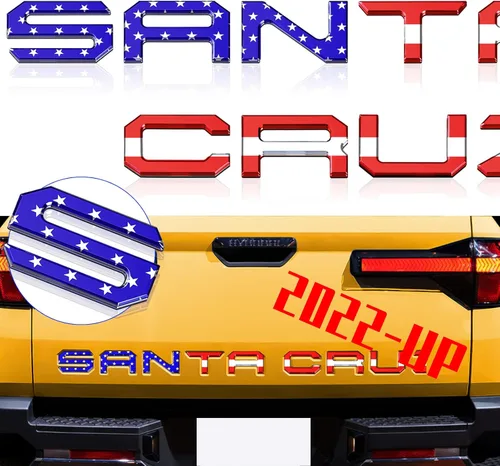 Letras de inserción para portón trasero compatibles con Santa Cruz 2022 2023 3M adhesivo y letras adhesivas en relieve 3D para portón trasero