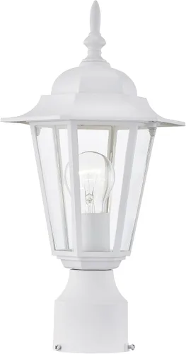 Luces de poste para exteriores, lámpara de poste con enchufe E26, linterna exterior blanca con pantalla de vidrio transparente, iluminación exterior