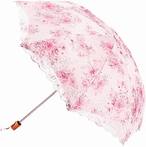 Miniatura 2 de Honeystore Paraguas Plegable Anti-UV del bordado del cordón de la impresión de la flor