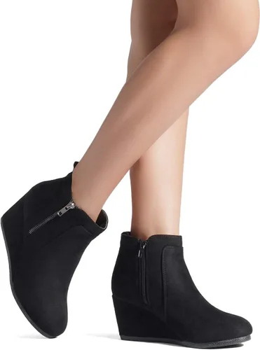 Miniatura 5 de DREAM PAIRS Botines de cuña baja de gamuza para mujer