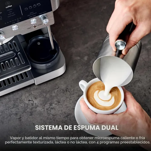 Miniatura 7 de Ninja Luxe Café 3 en 1 - Máquina de café expreso, café por goteo y café frío Molinillo de café integrado, espumador de leche, manipulación Acero