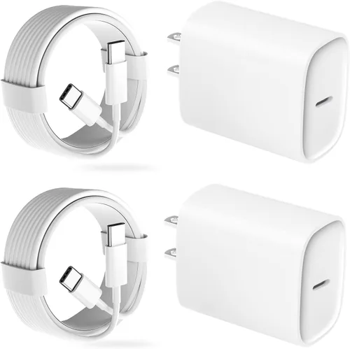 Miniatura 23 de Cargador para teléfono 17, 16, 15 Pro, carga rápida, 20 W, USB C, bloque de carga rápida con cargadores tipo C de 6.6 pies de largo, cable de carga