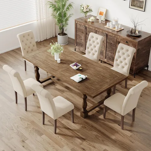 Miniatura 3 de MALOL Parsons - Juego de 4 sillas de comedor tapizadas copetudas, sillas de cocina con asiento acolchado y patas de madera maciza, sillas laterales