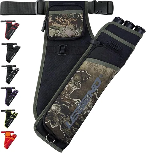 Miniatura 13 de LEGEND First Archery - Funda para flechas, carcaj de cadera con cinturón ajustable y 3 tubos de flecha, material de nailon duradero con ranura en T