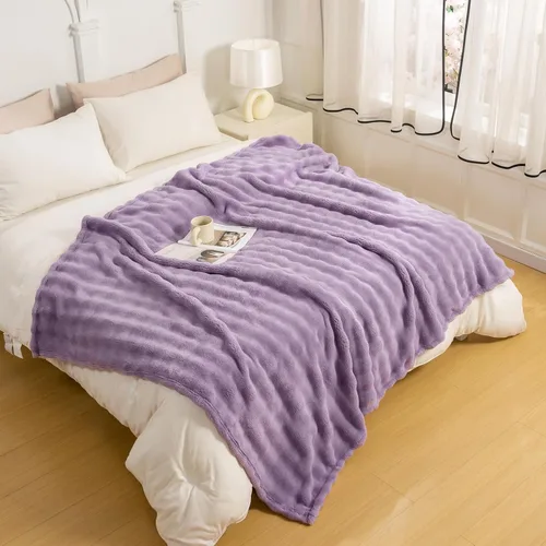 Miniatura 21 de YUSOKI - Manta de forro polar 3D con burbujas Felpa ultrasuave y esponjosa de 13.44 oz/m² Manta ligera y acogedora para sofá cama Para todas
