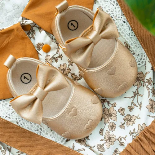 Miniatura 2 de Meckior Zapatos deportivos para bebé y niñas, suela suave, con lazo, princesa, vestido de boda, Mary Jane, planos, para recién nacidos, ligeros