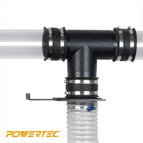 Miniatura 3 de POWERTEC 70107V 4" T-Fitting para manguera de recolección de polvo, 1 paquete