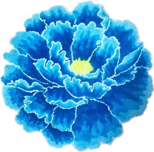 Alfombra de área con forma floral de peonía azul, alfombra de arte moderno para dormitorio, cocina, baño, alfombra de baño suave, antideslizante,