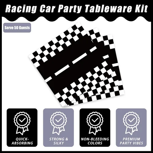 Miniatura 4 de Kepeel Juego de 200 platos y servilletas para fiesta de autos de carreras, suministros y decoraciones para fiesta de pista de carreras de autos