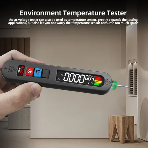 Miniatura 8 de BSIDE Probador de voltaje recargable Detector de voltaje sin contacto con medición de voltaje de CA en contacto, probador de temperatura ambiental