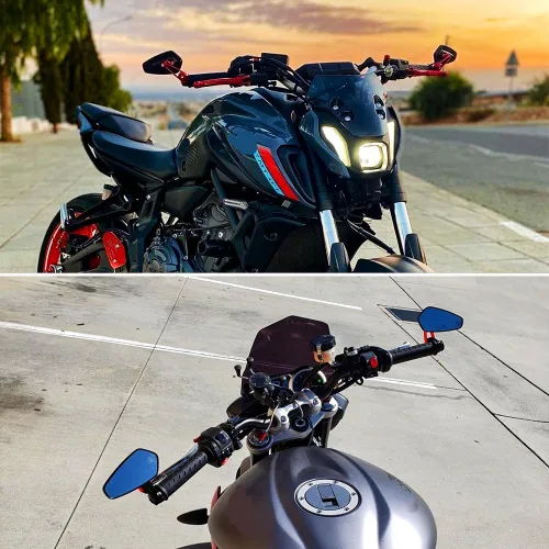 Miniatura 6 de Espejo retrovisor rojo de 7/8" para extremo de manillar de motocicleta, CNC, compatible con Honda GROM MXS125 CB500F, Yamaha MT-03 MT-07 FZ-07 MT-09