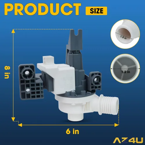 Miniatura 2 de AZ4U b25-3a04 W10876600 Bomba de drenaje para lavadora Reemplaza bomba de drenaje W10727777 W10876600VP AP6004933 PS11738156 Para lavadoras de carga