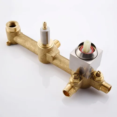 Miniatura 7 de SUMERAIN Sistema de ducha de lluvia de níquel cepillado con ducha de mano, sistema de cabezal de ducha de equilibrio de presión con válvula áspera