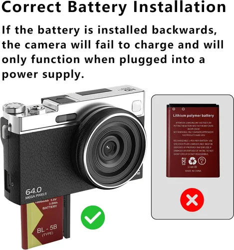 Miniatura 9 de Cámara digital 4K para fotografía con tarjeta de 64 GB, cámara de enfoque automático de 64 MP para YouTube, pantalla abatible de 180° de 2.88 Negro