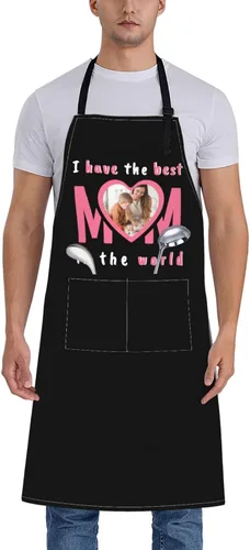 Miniatura 14 de Delantal unisex con babero ajustable personalizado para hombres y mujeres, delantales de cocina personalizados para fotos, 33 x 28 pulgadas