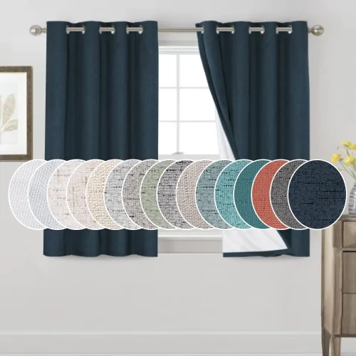 Miniatura 83 de Primitive - Cortinas opacas 100 % de lino texturizado natural para dormitorio, sala de estar, cortinas para ahorra energía, tela de arpillera