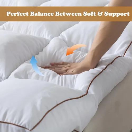 Miniatura 6 de WhatsBedding Cubrecolchón de espuma viscoelástica de 4 pulgadas, tamaño Queen, relleno de espuma viscoelástica triturada y esponjosa, cubrecolchón