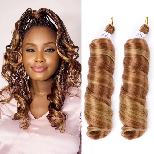 Miniatura 35 de Cabello rizado francés trenzado para trenzas de caja, 8 paquetes de 12 pulgadas, 3.00 oz/paquete, cabello trenzado de onda suelta, extensiones