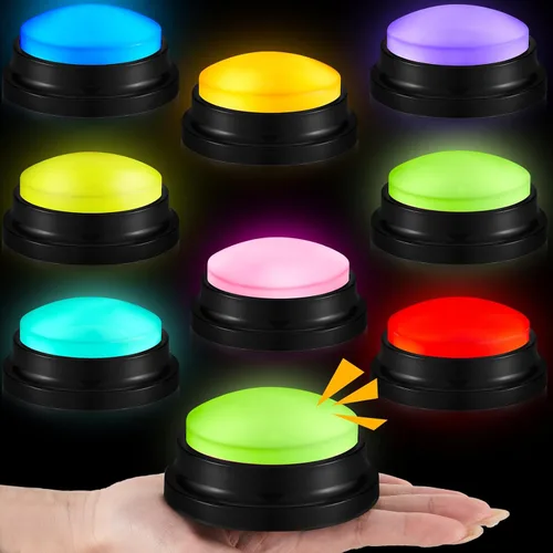 Honoson Paquete de 8 botones de respuesta grabables, botones de sonido programables personalizables, divertidos regalos de cumpleaños para Multicolor
