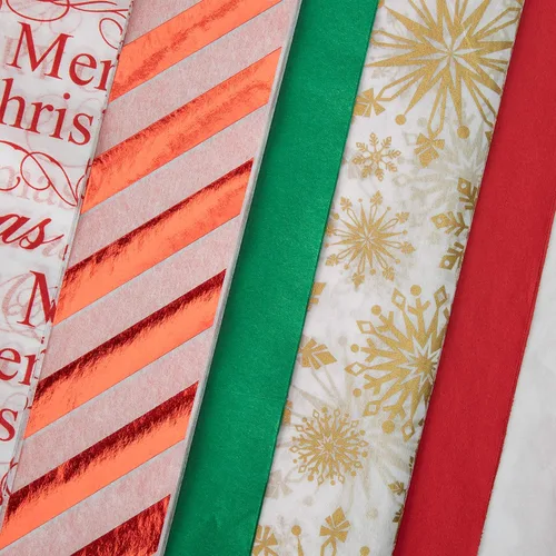 Miniatura 10 de Papel de seda y papel kraft con diseños de Navidad Rojo