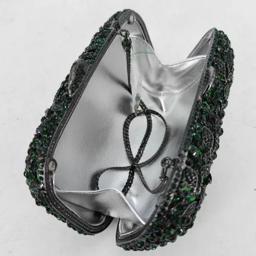 Miniatura 4 de Boutique De FGG Doble flores mujeres cristal embrague bolsos de noche boda fiesta rhinestone bolsos y carteras