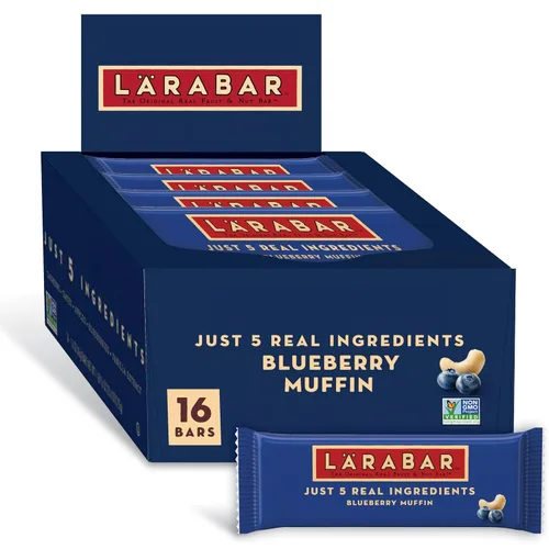 LÄRABAR Barras de muffin de arándano con frutas y nueces, sin gluten y veganas, 16 unidades, 25.6 oz