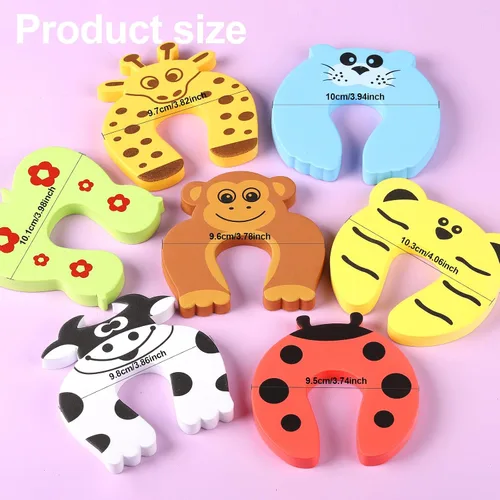 Miniatura 2 de Topes de Puerta, 7 Piezas Protector de Esquina a Prueba de Bebés Tope de Puerta de Animales de Dibujos Animados para Bebés Cojín de Espuma Suave