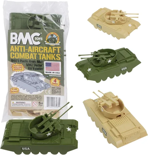 Miniatura 4 de BMC Classic Payton Anti-Aircraft Tanks - 4 piezas de vehículos de hombres del ejército de plástico negro