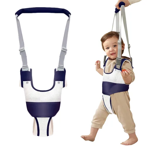 Miniatura 12 de Arnés de mano para caminar para bebé, cinturón ajustable para niños pequeños, arnés para caminar de pie, ayudante de aprendizaje con entrepierna Azul
