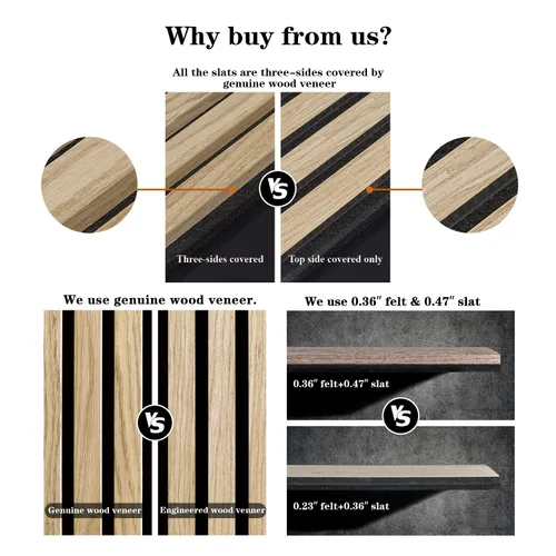 Miniatura 4 de Paneles de pared 3D para decoración de paredes interiores, paquete de 2 paneles de madera para pared, paneles acústicos de chapa de madera auténtica