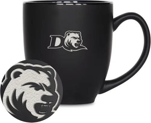 Miniatura 309 de Rico Industries - Taza de cerámica mate negra con grabado láser estándar de 15oz para NCAA (escuelas T & U) - Para bebidas calientes o frías
