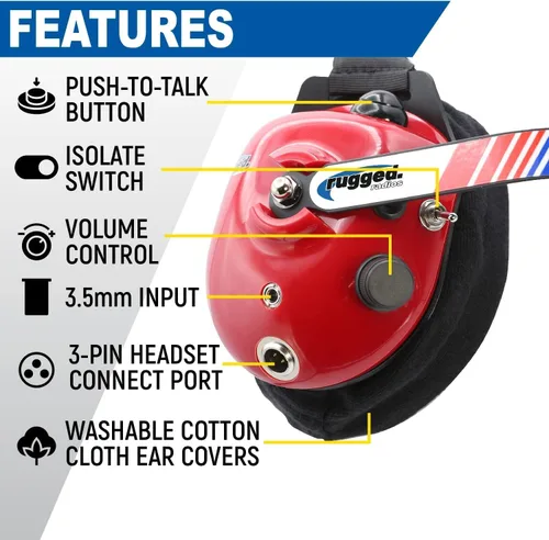 Miniatura 2 de Rugged Radios Par de auriculares NASCAR enlazables detrás de la cabeza para radios de carreras de fanáticos de carreras, comunicaciones electrónicas