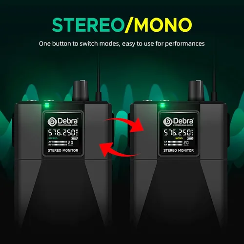 Miniatura 2 de D Debra Pro ST-102 & ST-202 & M-PROI Sistema de monitor in-ear estéreo inalámbrico Sistema de receptor Bodypack, rendimiento con 100 frecuencias