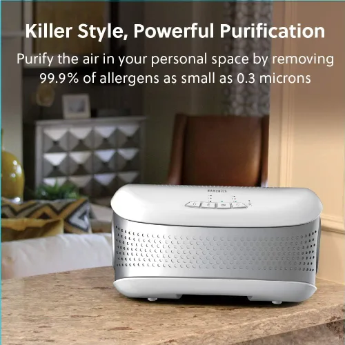 Miniatura 3 de Homedics TotalClean - Purificador de aire de escritorio, filtro HEPA de 360 grados para 128 pies cuadrados, purificador de aire pequeño para oficina