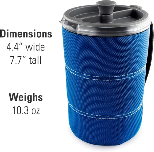 Miniatura 2 de GSI Outdoors, Cafetera de prensa francesa JavaPress de 30 onzas líquidas para acampar y viajar, color azul