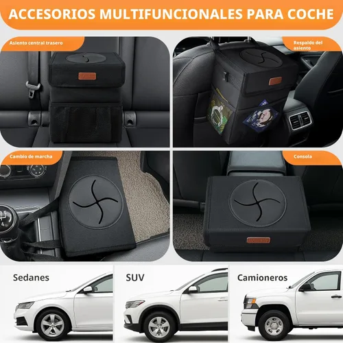 Miniatura 5 de Vankor Papelera para Coche con Tapa Colgante para Asiento Trasero, Accesorios para Coche para Mujeres y Hombres, Papelera Automotriz a Prueba