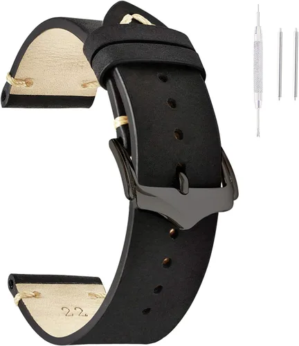 EACHE - Correas de cuero unisex para reloj, diseño vintage de caballo loco, cera de aceite, gamuza y curtido vegetal, correas de repuesto de 18 mm,
