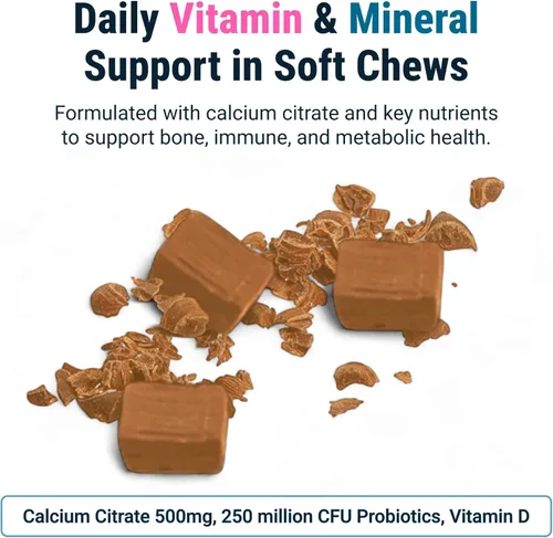 Miniatura 4 de BariatricPal Masticables suaves de citrato de calcio sin azúcar, 500 mg con probióticos (90 unidades) - vainilla de caramelo francés